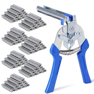 KHEARPSL Type M Hog Nail Ring Pliers Kit with 4200pcs M Hog Rings for Wire Cage Building Wire Net Panel Fence Fastening Pliers with 4200pcs Rings