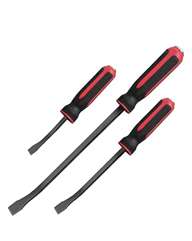 ROTATION Pry Bar Set Strike Cap Handle Angled Tip Rust proof finish Machanic Tools for prying scraping lifting pulling 3pcs Hand Tools Set