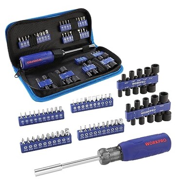 WORKPRO 61PC Magnetic Screwdriver Bits Nut Driver Set with Organizer Bag DIY Tools Equipment for Men Women Mechanic Herramientas Tool Bit Kit Home Improvement Gift Metric SAE