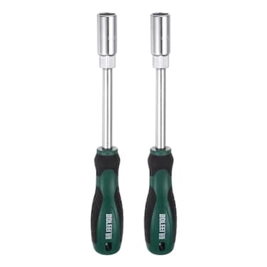 HARFINGTON 2pcs Metric Nut Driver 13mm CRV NonMagnetic Tip Hollow Shafts Hex Socket Screwdriver with NonSlip Handle for Automobile Repair