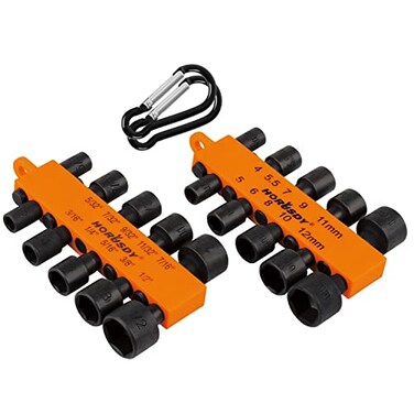HORUSDY 22Piece Power Nut Driver Set for Impact Drill SAE and Metric 14 Nut Driver Hex Keys Hex Head Drill Bit Set
