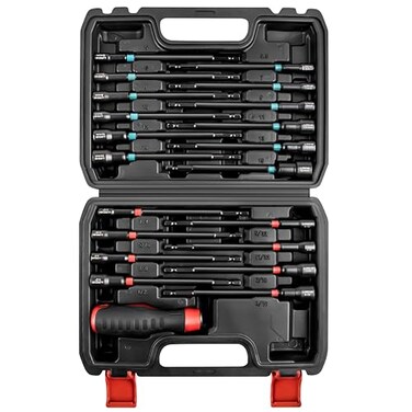 LLNDEI 21Piece Magnetic Nut Driver Set SAE 14 to 916 Metric 5mm to 15mm Nut Driver Set with NonSlip Grip Handle Upgrade CrV Magnetic Socket set for Secure Fastening in Tight Spaces