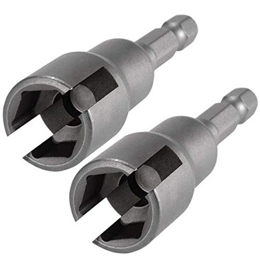 PAGOW 2pcs Power Wing Nut Driver Set Wing Nut Drill Bit Socket Wrench Tool Set 14 Hex Shank for Panel Nuts Screws Eye C Hook Bolt QHanger