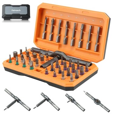 Faireach 42 in 1 Magnetic Screwdriver Set DIY Ratchet Screwdriver Set Multi Bit Magnetic Drive Set with Detachable Ratchet Handle Portable Compact Repair Tool Kit for Furniture Computer Bicycle