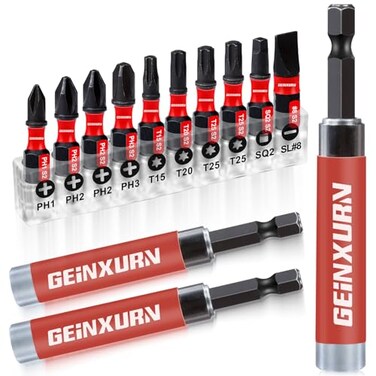 GEINXURN Geinxurn 3 PCS Drive Guide with Self Retracting Sleeve35 and 10 Pcs Screwdriver Bit Magnetic Drill Bit Tip Holder for Prevent Screws Shaking When Driving