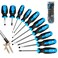 NEIKO 01378A Magnetic Screwdriver Set 10 Piece Phillips Flathead Heat Treated Chrome Vanadium Steel Slotted Head Tip with NonSlip Cushioned Handle Grips Small Screw Driver Tool Kit