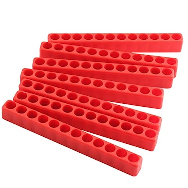 LDEXIN 20Pcs 12 Holes Hex Shank Screwdriver Bit Holder Plastic Screwdriver Head Storage Case Drill Bit Storage Case Screwdriver Head Holder Organizer Fit for 14 Inch Hex Shank Red