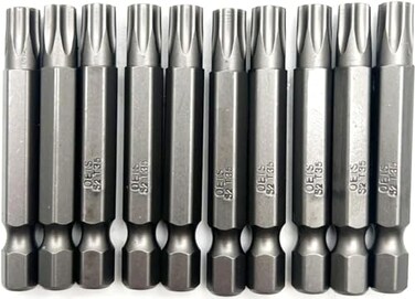 XMHF 10 Piece 50mm Long 14 Inch Hex Shank T35 Torx Head Magnetic Screw Driver Bit Set Security Tamper Proof Star 6 Point Screwdriver Kit Tools