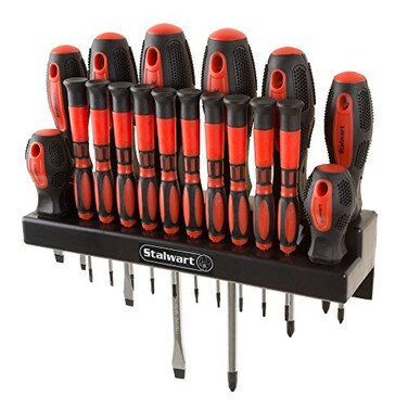 Stalwart 75HT4088 18 Piece Screwdriver Set with Wall Mount and Magnetic Tips Precision Kit Including Flatheads Phillips and Torx Screwdrivers By