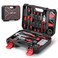 Eastvolt 128Piece Home Repair Tool Set Tool Sets for Homeowners General Household Hand Tool Set with Storage Toolbox EVHT12801 Black Red ASK01