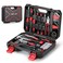 Eastvolt 128Piece Home Repair Tool Set Tool Sets for Homeowners General Household Hand Tool Set with Storage Toolbox EVHT12801 Black Red ASK01