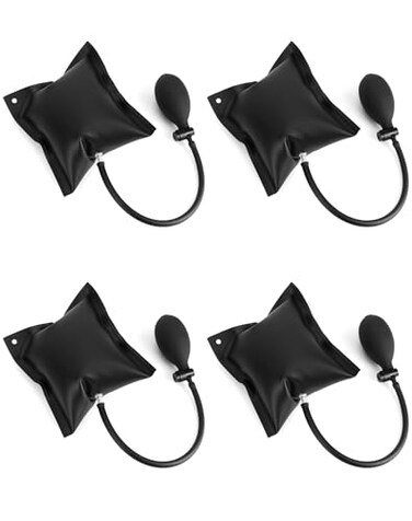 QWORK Air Pump Wedge 4 Pack Adjustable Inflatable Spacer for Door Window Vehicle Alignment