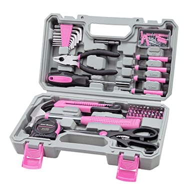 CARTMAN Home Tool Set Kit Basic Household Hand Tools with Storage Case Light Pink