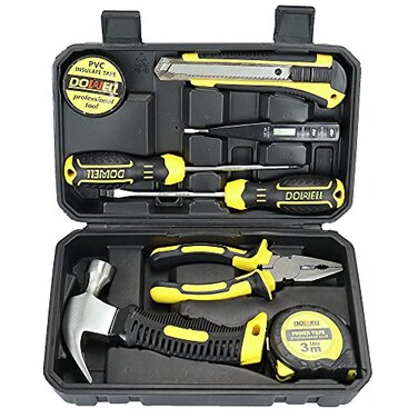 DOWELL Small Mini Tool Set School College Student Kids Dorm Tool Set Kit Home Repair Hand Tools with Tool Box Storage Case Upgraded HYT9