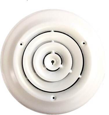 HBW 6 Round Ceiling Diffuser White Powder Coated with Outside Dimension of 10 Fitting in 6 Duct