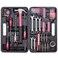 CARTMAN Cartman 148Piece Tool Set General Household Hand Tool Kit with Plastic Toolbox Storage Case Pink
