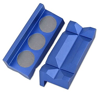 BARTOO Aluminum 4 Vise Jaws Pads Magnetic Reversible Pipe Vise AN Fitting Vice Jaw Covers Professional Grade MultiPurpose Vise Jaw Protective Inserts for Any Metal Bench Vice 4 Blue