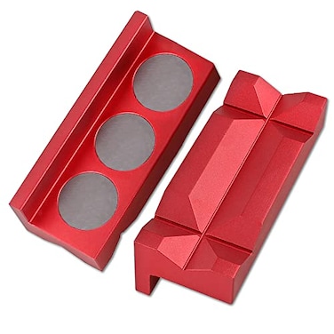 BARTOO Aluminum 4 Vise Jaws Pads Magnetic Reversible Pipe Vise AN Fitting Vice Jaw Covers Professional Grade MultiPurpose Vise Jaw Protective Inserts for Any Metal Bench Vice 4 Red