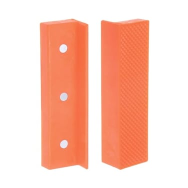 HARFINGTON Magnetic Vise Jaws 4 Inch Magnet Plain Grooves Soft Nylon Bench Jaw Pads Covers MultiPurpose Protector for Woodworking Jewelry Making Plumbing Yellow