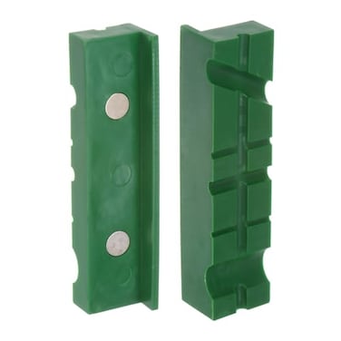HARFINGTON Magnetic Vise Jaws 5 Inch Magnet UGrooves Soft Rubber Bench Jaw Pads Covers MultiPurpose Protector for Woodworking Jewelry Making Plumbing Green