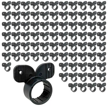 PROCURU 100Pack 34Inch Plastic Suspension HyEar Pipe Clamp Mickey Mouse Style Strap Hanger for 78 OD Pipe Black 85116100P