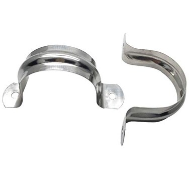 BVO 12 Pcs 25inch Rigid Pipe StrapTwo Hole Stainless Steel Strap U Bracket Widened Tube Strap Tension Clip Assortment Kit Heavy Duty Pipe Clamp for Pipe Fixing75mm