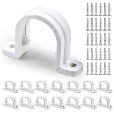 Sankoly 15 Pcs 34 Inch Pipe Clamps with Screws PVC Conduit Clamp Pipe Strap for Fixing Pipe Cable Wires Flexible Conduit