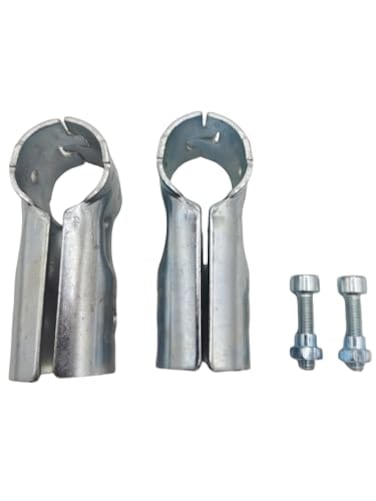 FLEXKEA 2 Pcs T Clamps Pipe Connector End Rail T ClampMetal Clamp Fittings1 OD 254 mmGalvanized Steel Chain Link Fence Bolts and Nuts Included