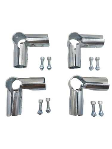 FLEXKEA 90 Degree 3Way Pipe Connector Stainless Steel End Rail Clamps 1 in OD Chain Link Fence Fittings with Bolts and Nuts 4 Set
