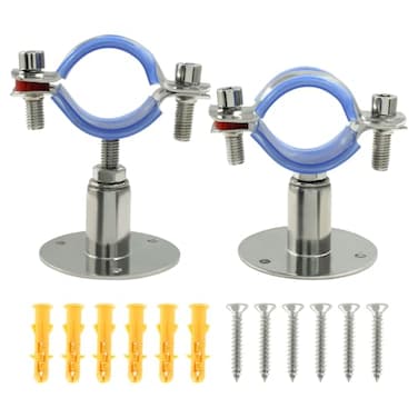 Auvotuis 2PCS 304 Stainless Steel Wall Mount Ceiling Mount Pipe SupportsSuitable for OD Pipe 1123840mmAdjustable Height 3050mm Adjustable Pipe Bracket Clamp with Screws