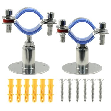 Auvotuis 2PCS 304 Stainless Steel Wall Mount Ceiling Mount Pipe SupportsSuitable for OD Pipe 13234mmAdjustable Height 3050mm Adjustable Pipe Bracket Clamp with Screws