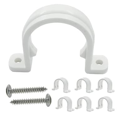 Bonsicoky 12 Set PVC Pipe Clamps 114 Plastic Pipe Straps with Screws Two Hole Plastic Pipe Clamps Clips PVC Conduit Clips for Conduit Cables Hose