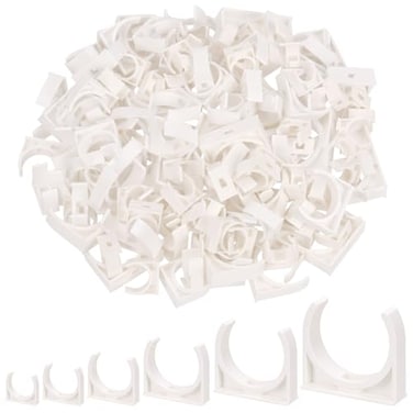 Glarks 140pcs 162025324050MM UShaped PVC Water Pipe Clamps Clips White Plastic U Pipe Clamp Buckles PEX Clips Pipe Hangers Pipe Holder PEX Tubing Clamp for Fixing Cable Pipe Gas Pipe