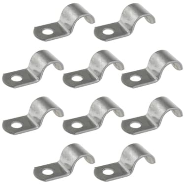 heyous Heyous 10PCS 12 Inch Silver Pipe Banding Stainless Steel Conduit Banding Single Hole Heavy Duty Pipe Banding Clamp Single Side Pipe Clamp for Pipe or Wire Installation