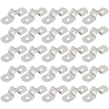 ISPINNER 25pcs M5 Stainless Steel Rigid Pipe Strap for 316 Inch Hose OD 2 Holes Cable U Bracket Clamp Hanger Tube Strap Tension Clips