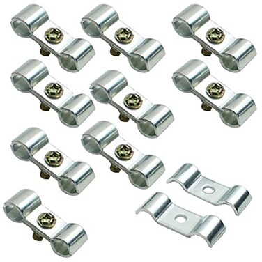 Svaitend Kennel Clamps Shelf Pole Connector Double Port Pipe Clamps Clips 12mm078 Set of 10 12mm Silver