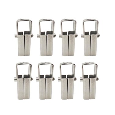 LBKYJ 8 Sets 2 Way Square Panel T Clamps Tube Connector 1 x 1 201 Stainless Steel T Fitting for Tube 255mm Chain Link Fence Guardrail End Rails Clamps Thickness 18mm with Bolts and Nuts