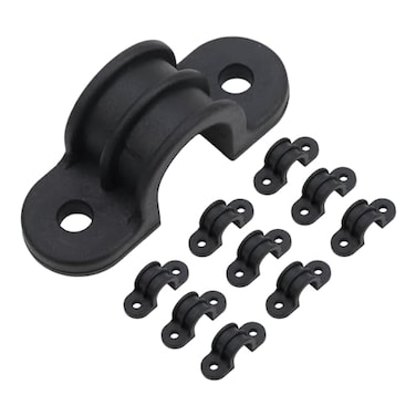 Mewutal 10pcs 34 Inch PVC Pipe Straps U Shape Plastic Conduit Pipe Strap Clamps 2 Holes Pipe Clips Black Conduit Clips for Pipe Tube Cables 19mm