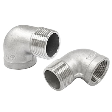 Murtenze 2Pcs 304 Stainless Steel 90 Degree Elbow with 2 Tape 34inch NPT Threaded Pipe Fitting Female x Male Cast Pipe Fittings