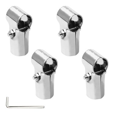 PDETVEO 4 Pack 1 Inch End Rail T Clamp Stainless Steel Chain Link Fence Parts End Rail Connector T Pipe Clamp with Bolt and Nut for 1 OD PipeFence Installers