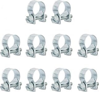 QINALO 10Pack 1719mm Mini Hose Clamps Galvanized Hose Clamps Pipe Clamp Diameter 2132 34 Suitable for Fuel Injection Systems Hydraulic Lines Cars Radiators Gardens etc