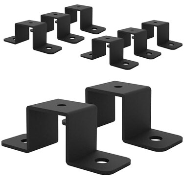 Wdwlbsm 8Pcs Square Pipe Clamp Black Strap Post Ties Brackets U Shaped Connector Bracket Wood Deck Fence Post Tie for Water Pipes Balcony Railing Stairs Railing