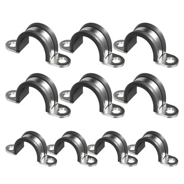 WYSIWYKA 10pcs 1916 Inch 2 Hole UTube Strap Clamp 304 Stainless Steel U Bracket with EPDM Rubber DoubleLayer Gaskets Conduits Strap Clamps for Tube Pipe or Wire Cord Installation40mm