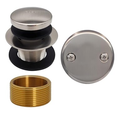 Westbrass Universal Fine or Coarse Thread Replacement TipToe Strainer Drain with 2Hole Faceplate Satin Nickel D93K07