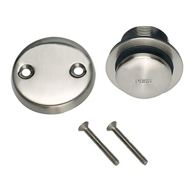 Design House Toe Tap Bath Drain in Satin Nickel