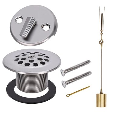 PRIMSOPH Trip Lever Overflow Faceplate Tub Drain Trim Kit with Linkage Conversion Kit Assembly Universal Fine Coarse Thread Replacement Brushed Nickel