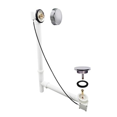 Westbrass Tubular 35 in Cable Drive Bath Waste Polished Chrome D50P35TLE26