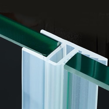 YXQ Frameless Shower Door Bottom Seal HType DoubleSided SelfAdhesive Door Sweep Stop Shower Leaking with Drip Rail 3810mm Glass1183000mm LengthTransparent