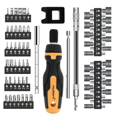 MULWARK Screwdriver Bit Set Socket Kit 63Pieces Ratcheting Screwdriver Set with Case 63 in 1 Multi Bit Screw Driver for Home DIY Electronics Car Emergency and Garage