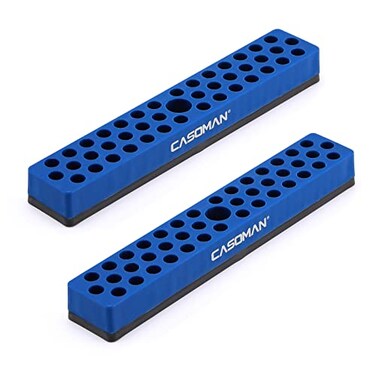 CASOMAN 2PCS 14 Hex Bit Organizer with Magnetic Base Blue 86 Hole Bit Organizer with Strong Magnetic Base Magnetic Bit Organizer for Your Specialty
